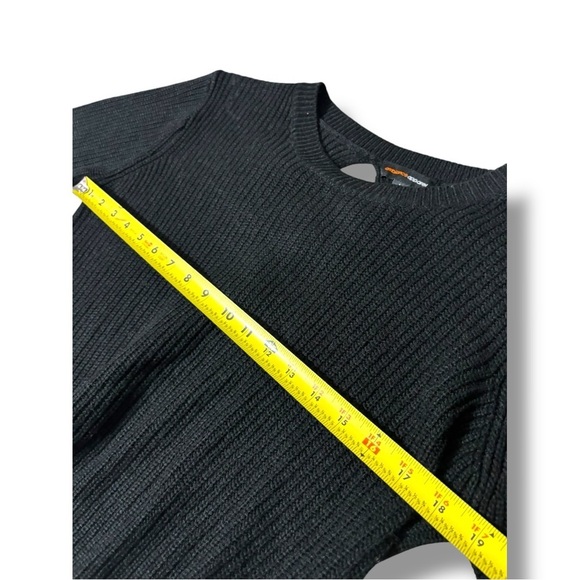 Ambiance Apparel Black Cable Knit Crewneck Long Sleeve Lace Up Back Sweater - Picture 6 of 15